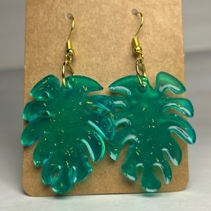 Handmade at Home: Resin and Gold Flake Leaf Dangle Earrings